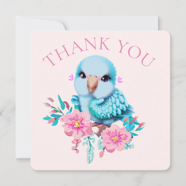 Cute och Adsible Blue Baby Parrot Tack Kort (Framsida)