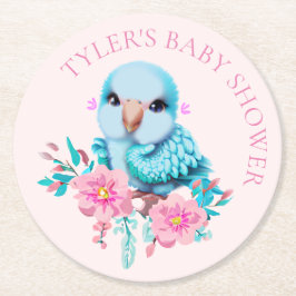 Cute och Adsible Blue Baby Parrot Underlägg Papper Rund