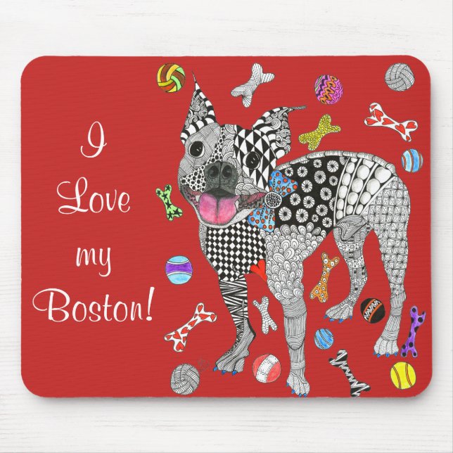 Cute och Adsible Boston Terrier Mousepad Musmatta (Framsidan)