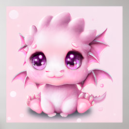 Cute och Adsible Fantasy Rosa Baby Chibi Poster