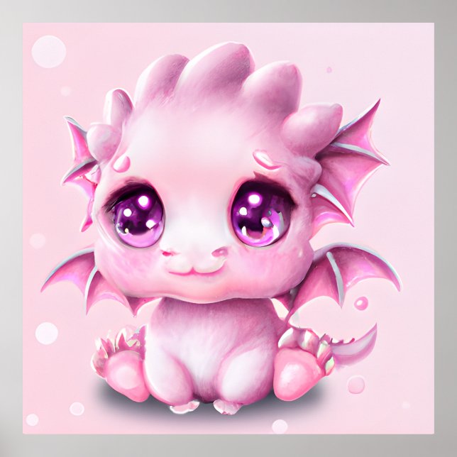 Cute och Adsible Fantasy Rosa Baby Chibi Poster (Framsidan)