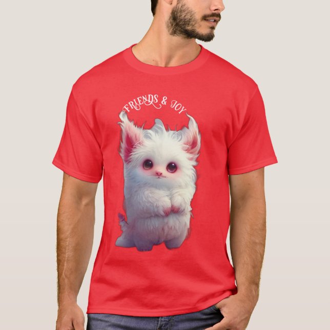 Cute och Adsible Fluffy Creature Fantasy T Shirt (Framsida)