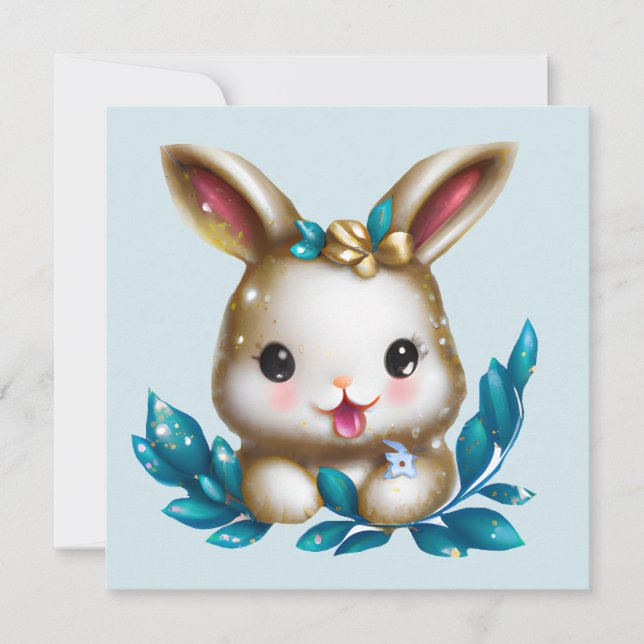 Cute och Adsible Kawaii Baby Bunny Julkort (Framsida)