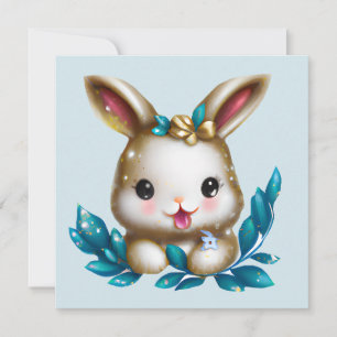 Cute och Adsible Kawaii Baby Bunny Julkort