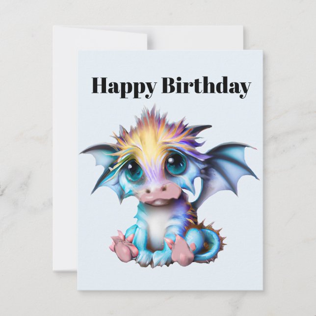Cute och Adsible Kawaii Baby Dragon Julkort (Framsida)