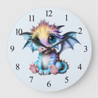 Cute och Adsible Kawaii Baby Dragon Stor Klocka