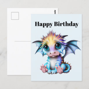 Cute och Adsible Kawaii Baby Dragon Vykort