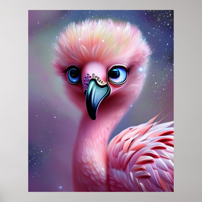 Cute och Adsible Kawaii Baby Flamingo Poster (Framsidan)