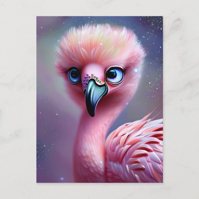 Cute och Adsible Kawaii Baby Flamingo Vykort (Framsida)