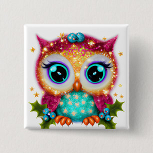 Cute och Adsible Kawaii Baby Uggla Knapp
