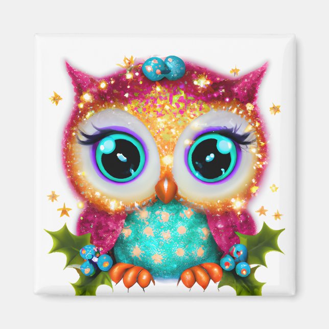 Cute och Adsible Kawaii Baby Uggla Magnet (Framsidan)