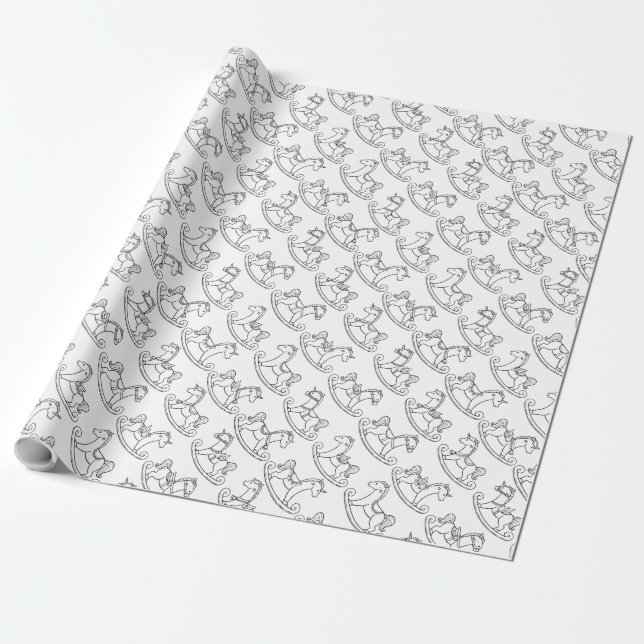 Cute och Adsible Rocking Horse Presentpapper (Utrullad)