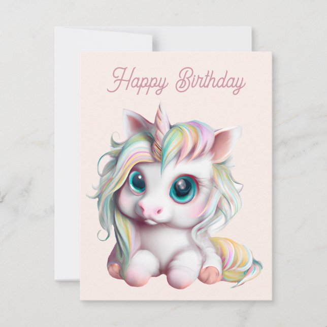 Cute och Adworthy Baby Unicorn Julkort (Framsida)