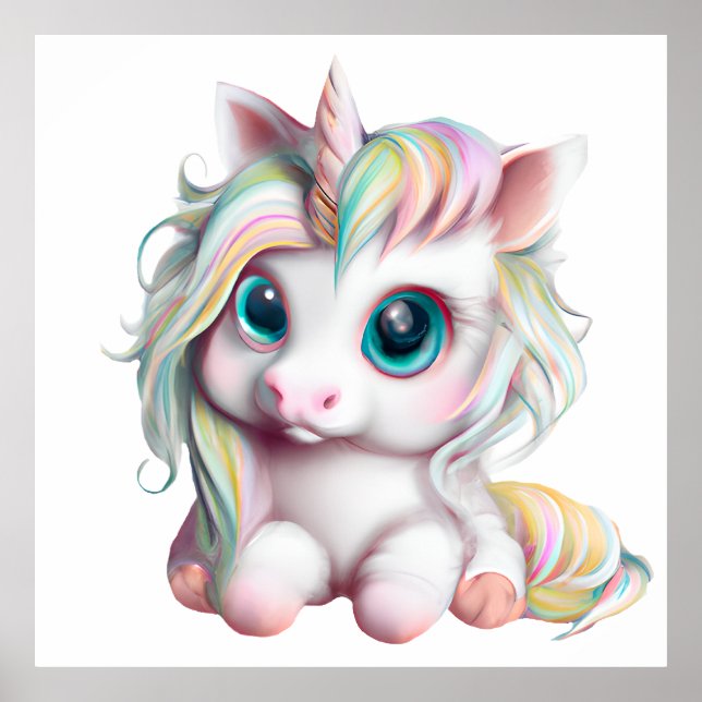 Cute och Adworthy Baby Unicorn Poster (Framsidan)