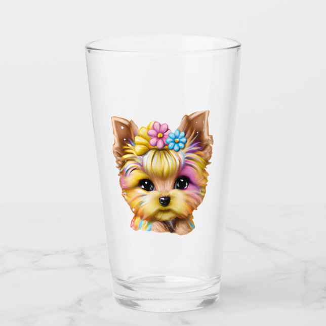 Cute och Adworthy Baby Yorkie Glaskopp (Framsida)