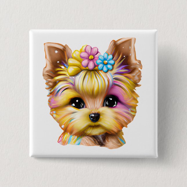 Cute och Adworthy Baby Yorkie Knapp (Framsida)