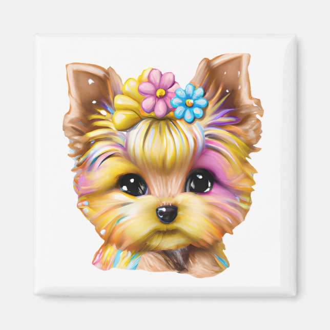 Cute och Adworthy Baby Yorkie Magnet (Framsidan)