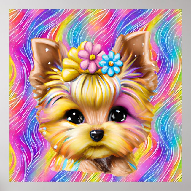 Cute och Adworthy Baby Yorkie Poster (Framsidan)