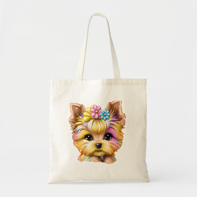 Cute och Adworthy Baby Yorkie Tygkasse (Framsidan)