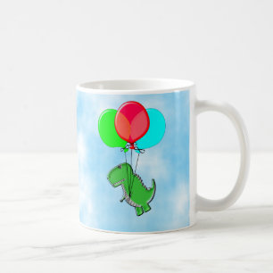 Cute och Arg Dino med Party-ballonger Kaffemugg