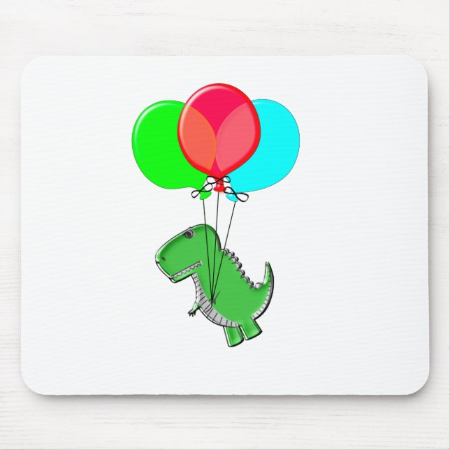 Cute och Arg Dino med Party-ballonger Musmatta (Framsidan)