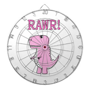 Cute och Arg Rosa Tecknad T-Rex Dinosaur Darttavla