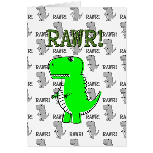 Cute och Arg T-rex med svart och vit Mönster Hälsningskort (Framsidan)