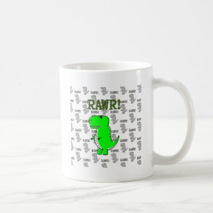 Cute och Arg T-rex med svart och vit Mönster Kaffemugg