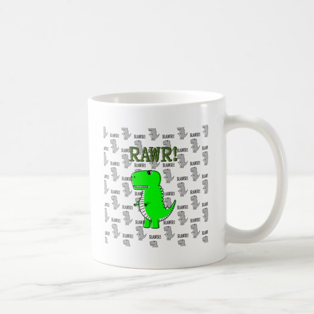 Cute och Arg T-rex med svart och vit Mönster Kaffemugg (Höger)