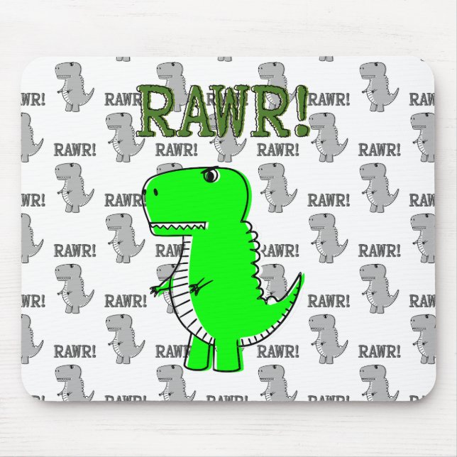 Cute och Arg T-rex med svart och vit Mönster Musmatta (Framsidan)