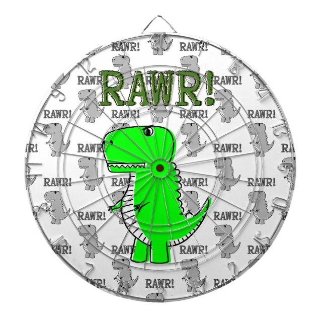 Cute och Arg T-rex med svart och vit Mönster Piltavla (Framsidan)