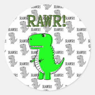 Cute och Arg T-rex med svart och vit Mönster Runt Klistermärke