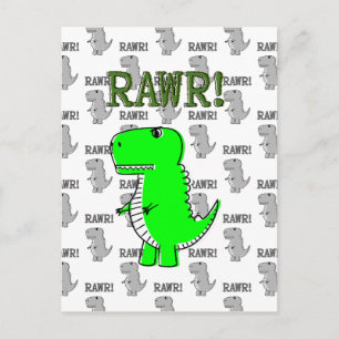 Cute och Arg T-rex med svart och vit Mönster Vykort