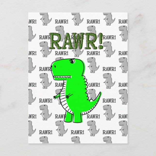 Cute och Arg T-rex med svart och vit Mönster Vykort (Framsida)