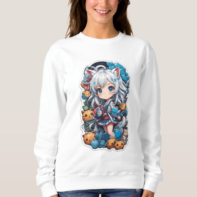 Cute och Beval Anime Stil T Shirt (Framsida)