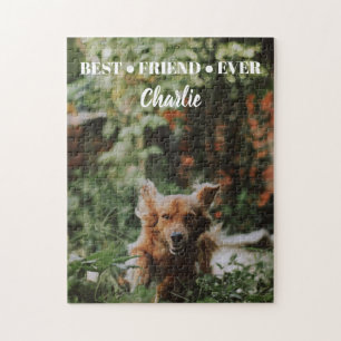 Cute och Charming Anpassat Hund Foto och Namn Pussel