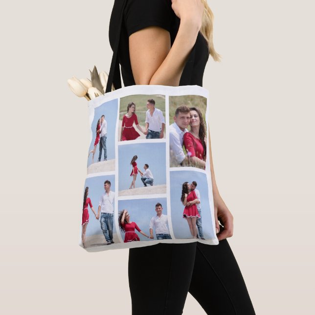 Cute och Chic Seven Photo Collage Tote Bag Tygkasse (Närbild)