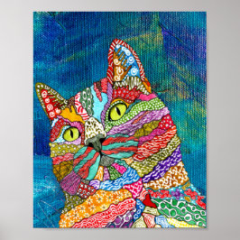 Cute och Colorful Abstrakt Cat Poster