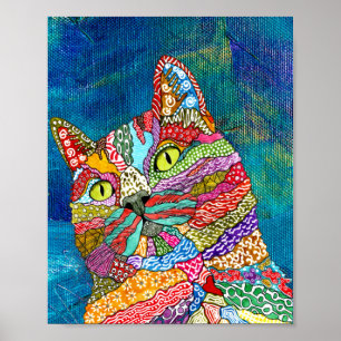 Cute och Colorful Abstrakt Cat Poster