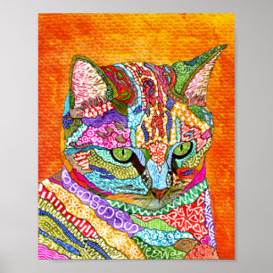 Cute och Colorful Abstrakt Cat Poster