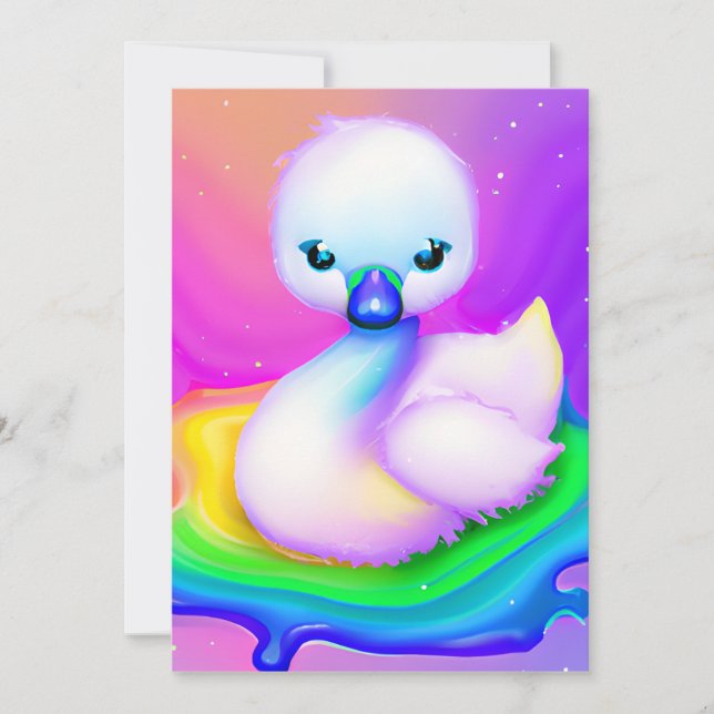 Cute och Colorful Baby Svan Julkort (Framsida)