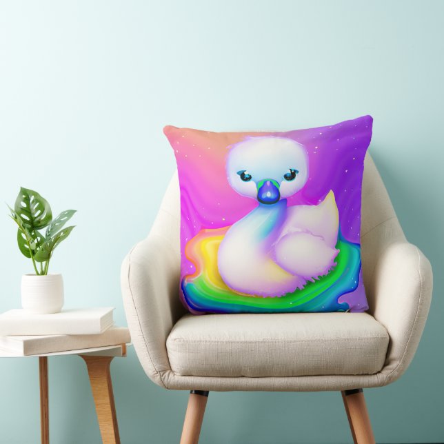 Cute och Colorful Baby Svan Kudde (Stol)