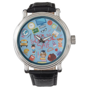 Cute och Colorful Back to school Tecknad Armbandsur