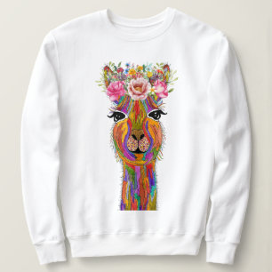 Cute och Colorful Blommigt Llama T Shirt