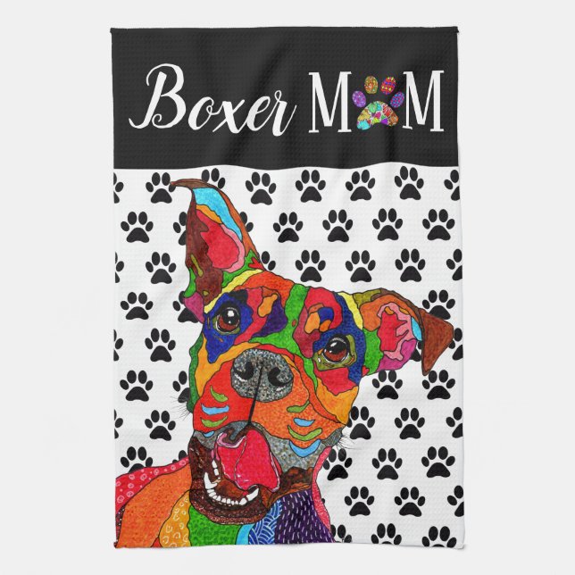 Cute och Colorful Boxer Hund Kitchen Towel Kökshandduk (Vertikal)