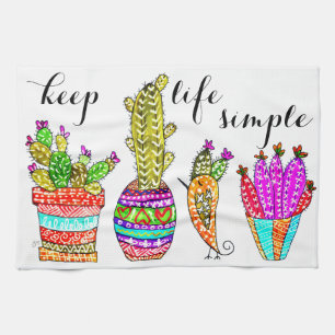 Cute och Colorful Cacti Kitchen Towel Kökshandduk