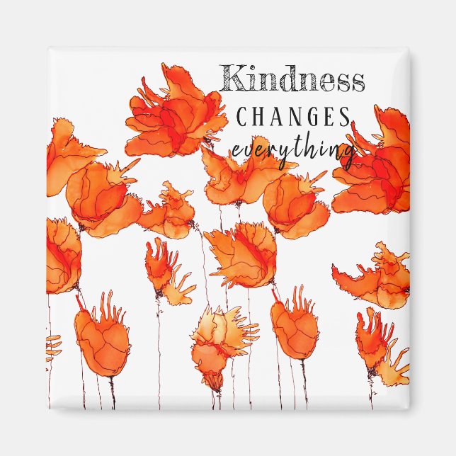 Cute och Colorful California Poppies Magnet 2"x2" (Framsidan)