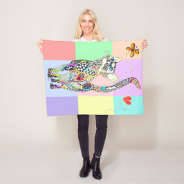Cute och Colorful Cat Fleece Blanket
