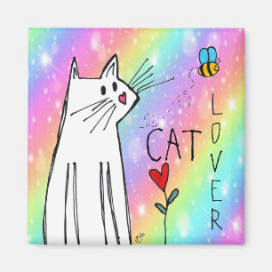 Cute och Colorful Cat Lover Magnet