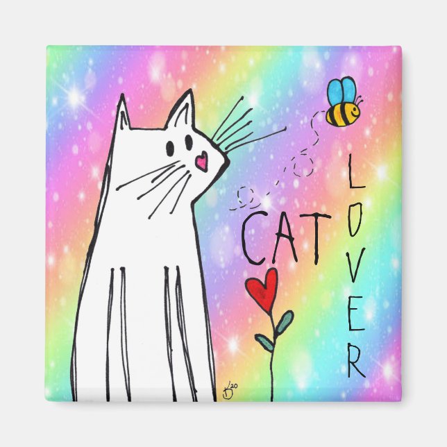 Cute och Colorful Cat Lover Magnet (Framsidan)